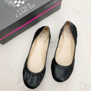 VINCE CAMUTO Ellen Soft Black Nappa Silk Leather Ballet Flats 6