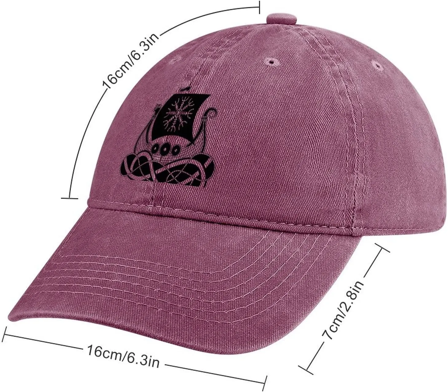 Vintage Baseball Cap, Warship of The Vikings Nordic Baseball Cap Washed Denim Trucker Cap, Adjustable Dad Hats Gift,Pink