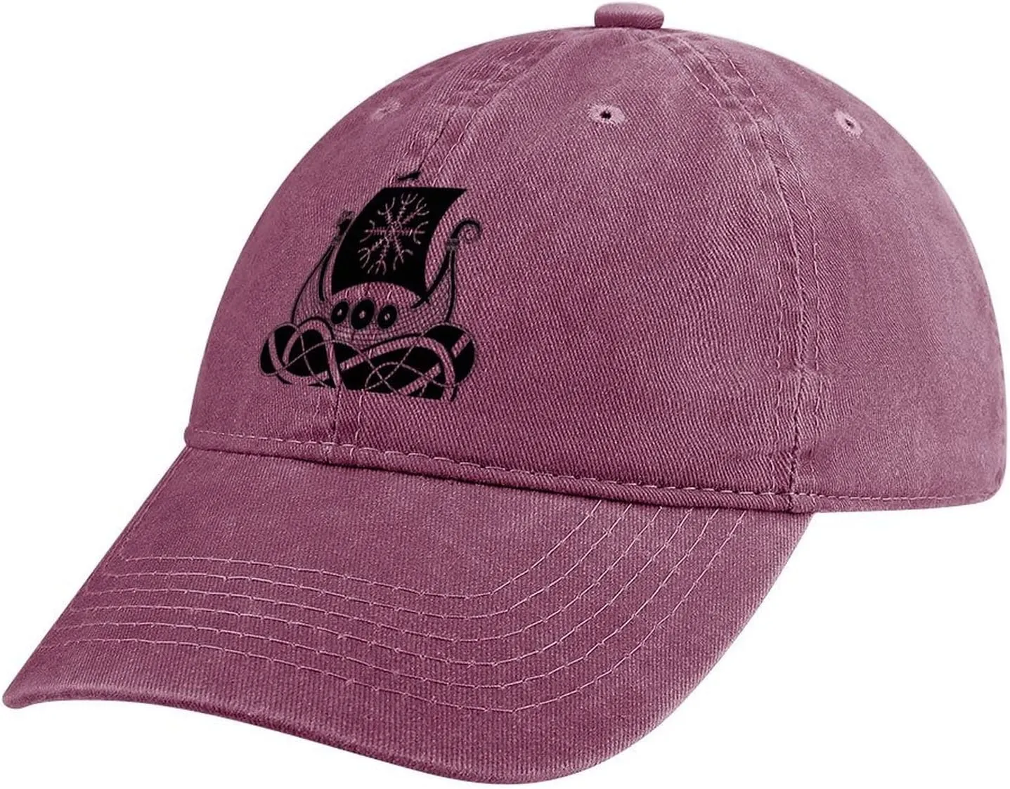 Vintage Baseball Cap, Warship of The Vikings Nordic Baseball Cap Washed Denim Trucker Cap, Adjustable Dad Hats Gift,Pink