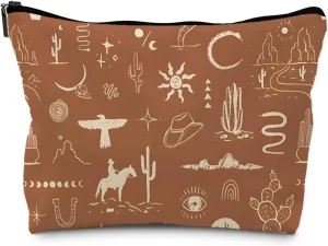 Vintage Western Makeup Bag Cosmetic Bag, Cowgirl Western Gifts for Women, Western Makeup Bag Cosmetic Bag Small, Western Zipper Makeup Bag Cosmetic Bag for Purse (PU)