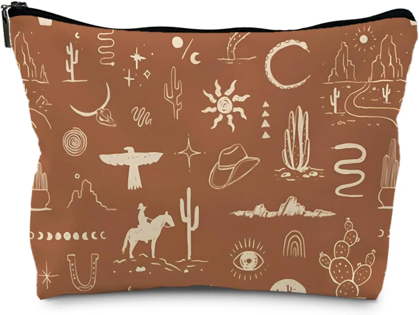 Vintage Western Makeup Bag Cosmetic Bag, Cowgirl Western Gifts for Women, Western Makeup Bag Cosmetic Bag Small, Western Zipper Makeup Bag Cosmetic Bag for Purse (PU)