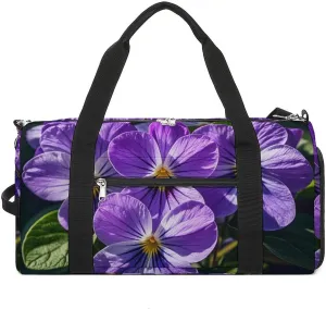 Violets in Bloom Gym Bag for Men Women Water Resistant Duffle Bag Travel Lightweight Bag for Travel Sports