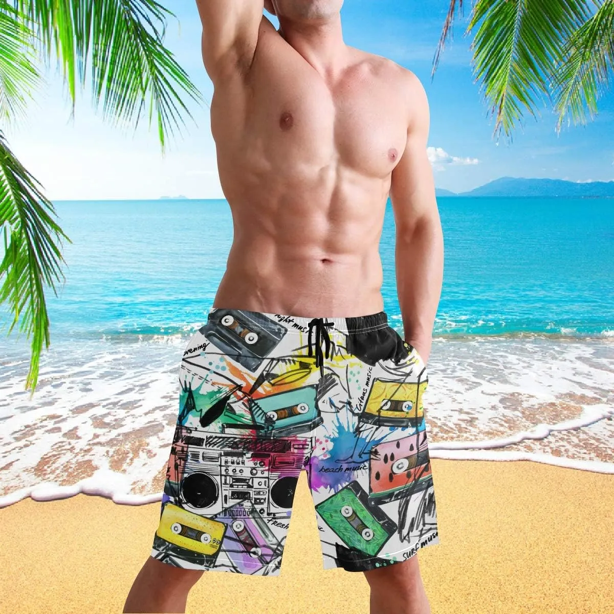 visesunny Men Swim Trunks Swimming Beach Surfing Board Shorts Swimwear Quick Dry Mesh Lining Bathing Suits with Pockets