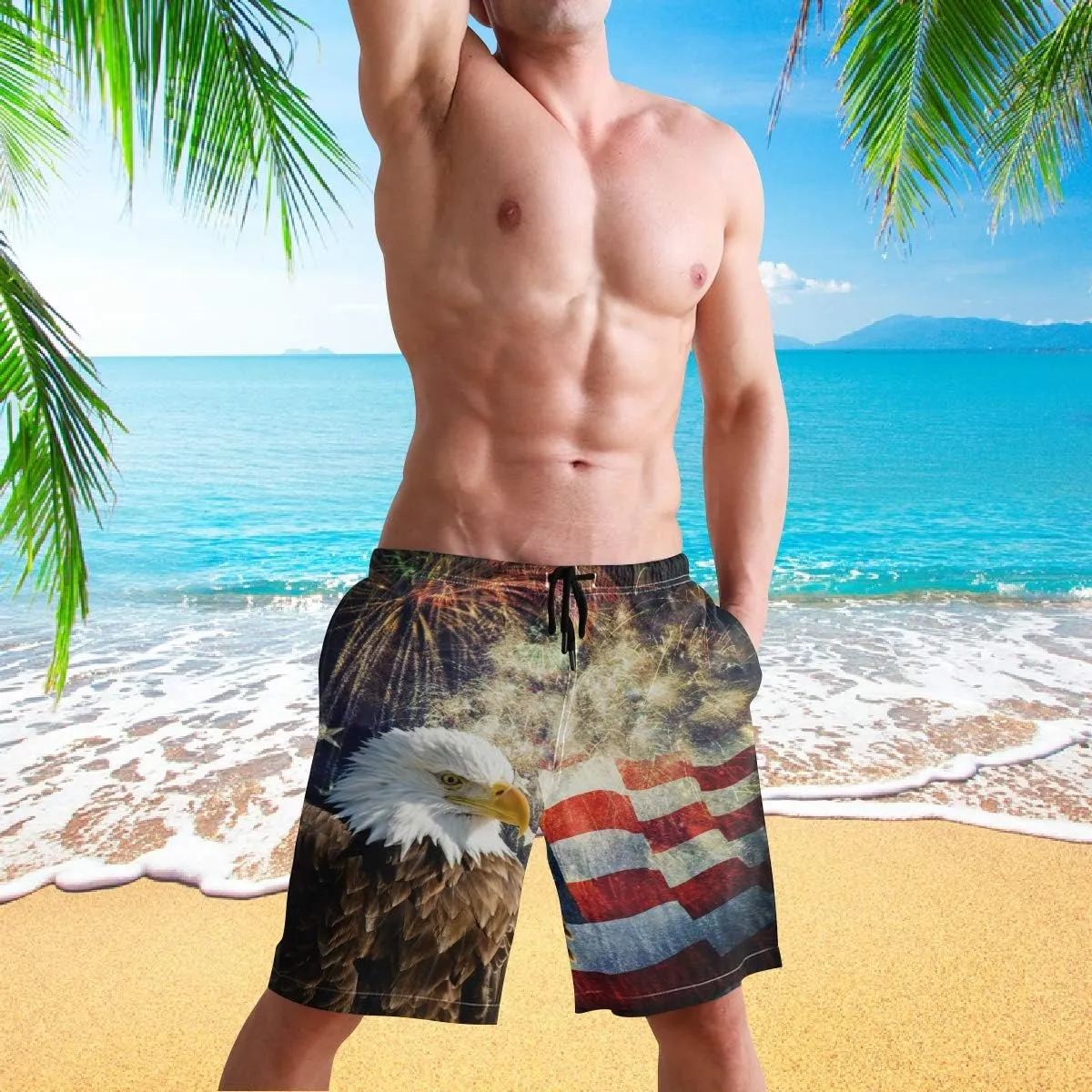 visesunny Mens Funny Swim Trunks Quick Dry Beachwear Sports Running Swim Board Shorts Mesh Lining