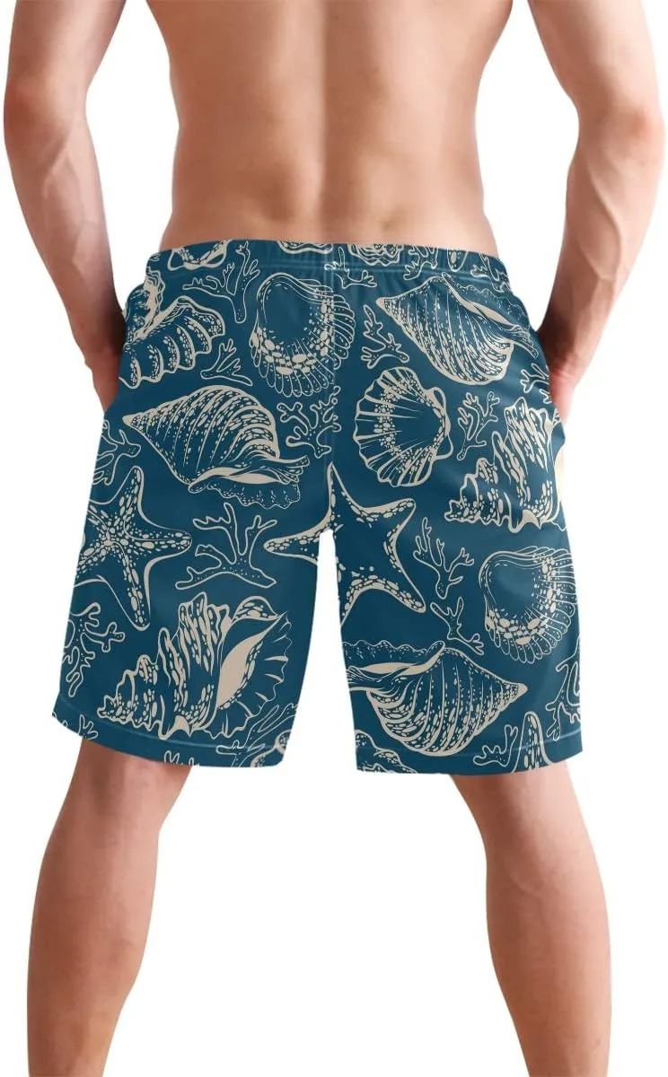 visesunny Mens Funny Swim Trunks Quick Dry Beachwear Sports Running Swim Board Shorts Mesh Lining