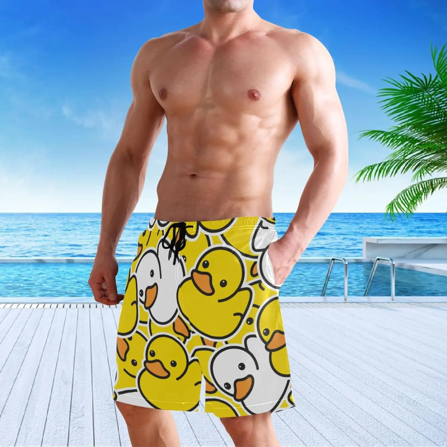 visesunny Men's Novelty Beach Shorts Quick Dry Swimwear Sports Running Swim Board Shorts Bathing Suits