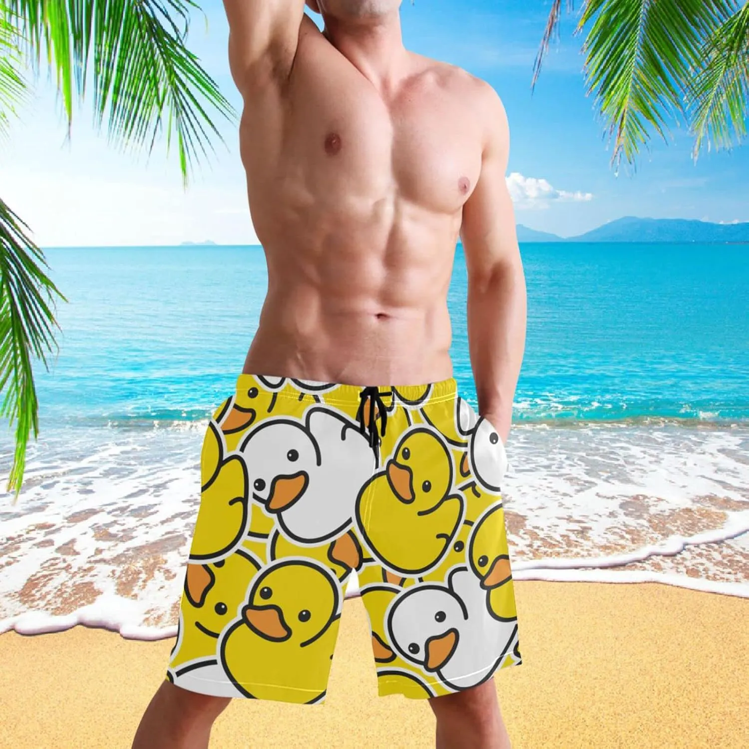 visesunny Men's Novelty Beach Shorts Quick Dry Swimwear Sports Running Swim Board Shorts Bathing Suits