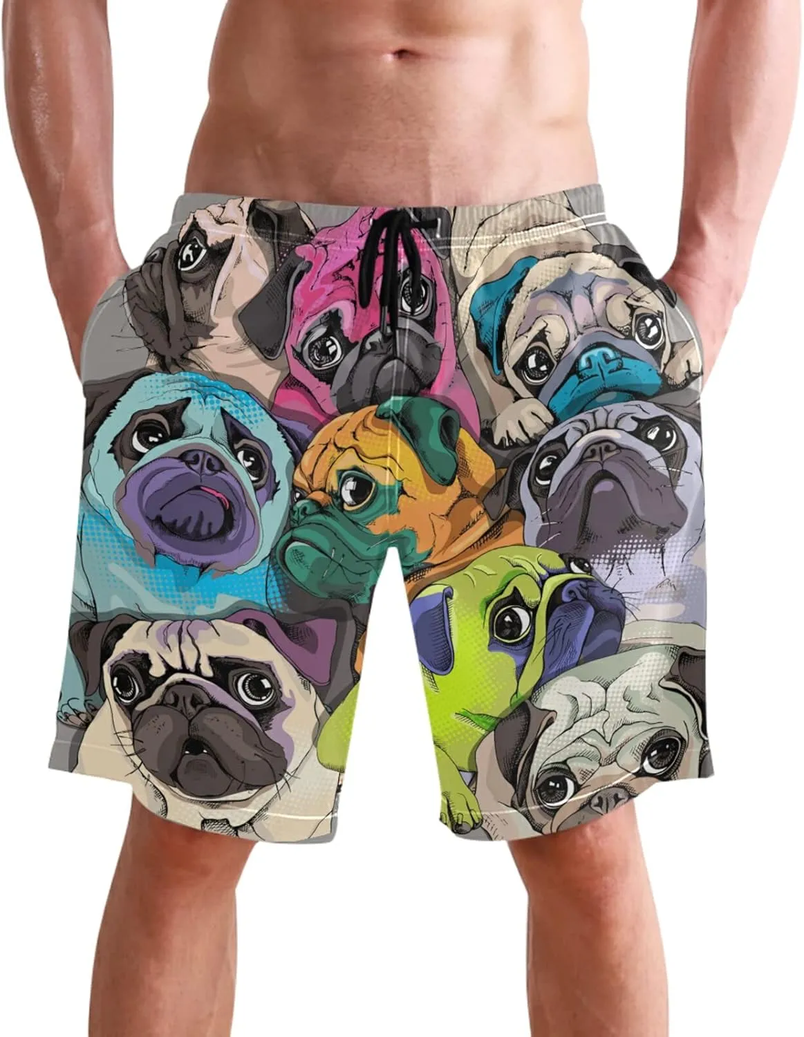 visesunny Stylish Mens Swim Trunks Quick Dry Beachwear Sports Running Swim Board Shorts Bathing Suits Mesh Lining
