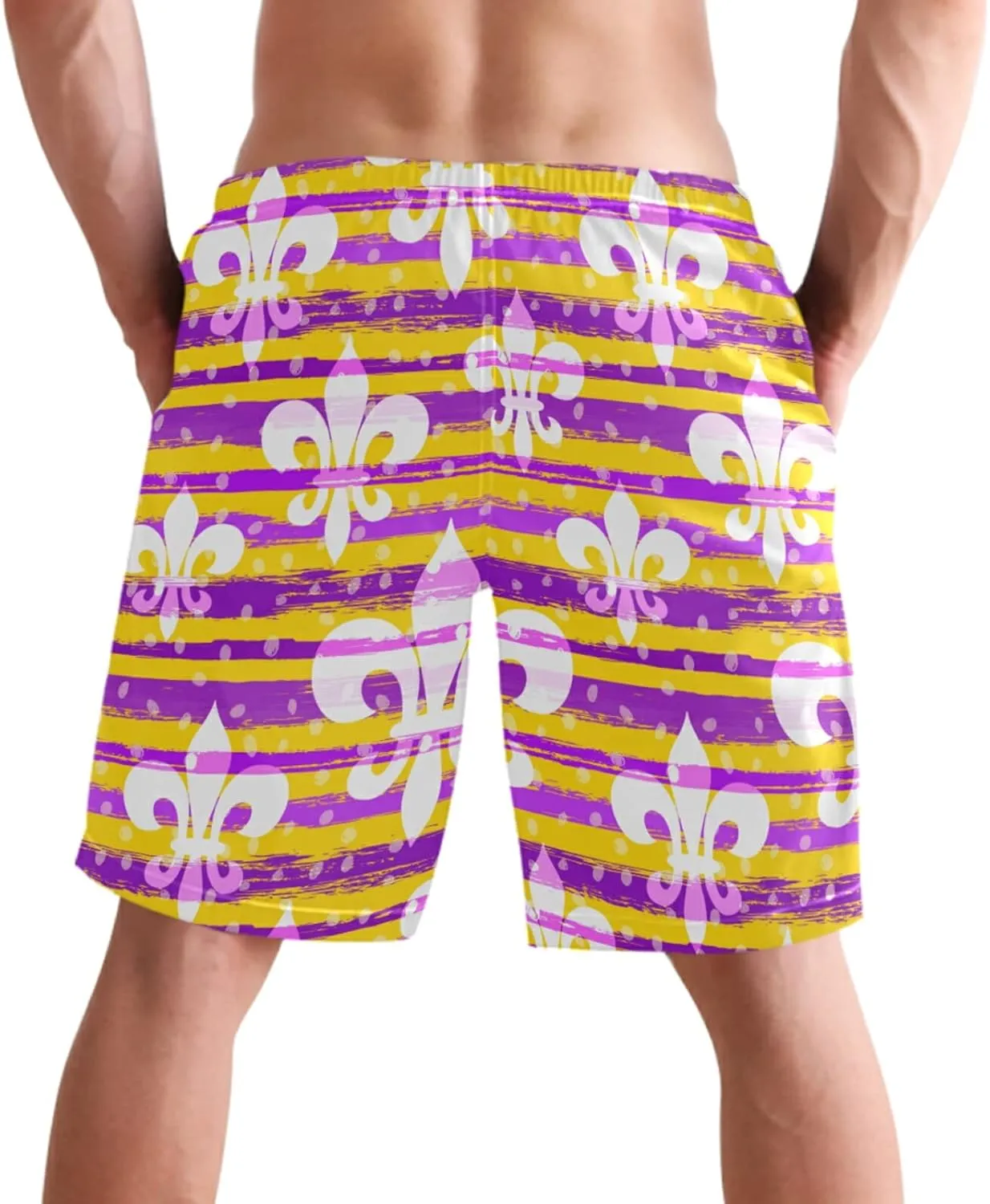 visesunny Stylish Mens Swim Trunks Quick Dry Beachwear Sports Running Swim Board Shorts Bathing Suits Mesh Lining