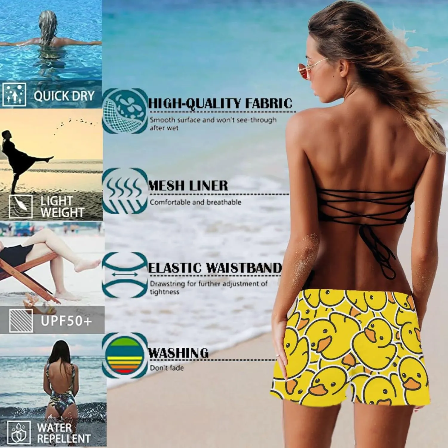 visesunny Women Summer Floral Beach Boardshorts with Pockets Swim Trunks Quick Dry Sports Summer Bottom