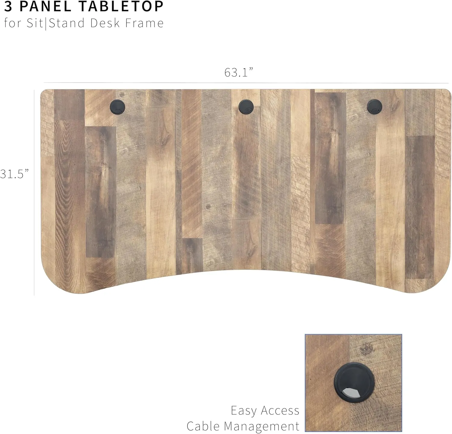 VIVO 63 x 32 inch Universal Table Top for Standard and Sit to Stand Height Adjustable Home and Office Desk Frames, Reclaimed Wood Desktop, DESK-TOP1P