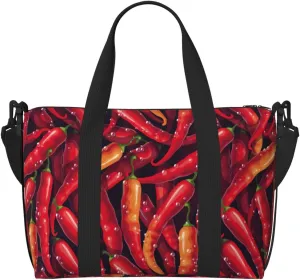 VOSERY Laptop Tote Bag for Women Work - Chili Pepper water droplets Gym Bag for Women Men, Personal Item Crossbody Travel Bags for Women Men Carry On, Overnight Weekender Bags for Women Travel