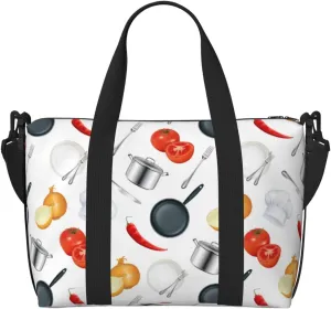 VOSERY Laptop Tote Bag for Women Work - kitchen utensils Pattern Gym Bag for Women Men, Personal Item Crossbody Travel Bags for Women Men Carry On, Overnight Weekender Bags for Women Travel