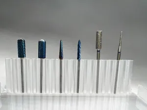 Vostok Precision Pro bits. Professional Russian Nail Drill Bits Set, 6 Pieces, Blue and Silver, Carbide and Diamond Tips