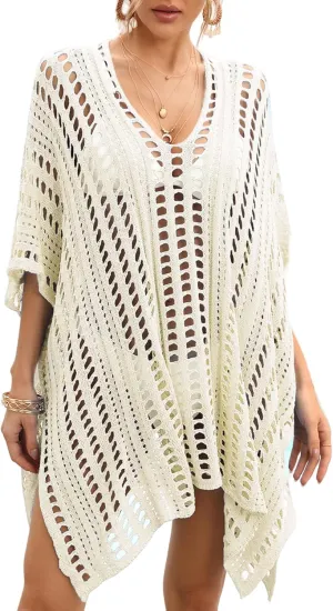 Wander Agio Wonens Beach Club Perspective Casual Cover Bikini Cover-up Net Knit Coverups Large Hole Mesh
