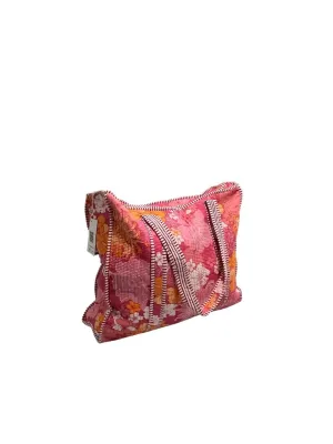 Warm Floral Zippered Quilted Tote Bag