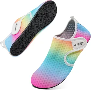 WateLves Water Shoes for Women Men Swim Beach Aqua Socks Quick Dry Barefoot House Slippers Travel Shoes with Adjustable Magic Tape for Pool Diving Boating Yoga Surf