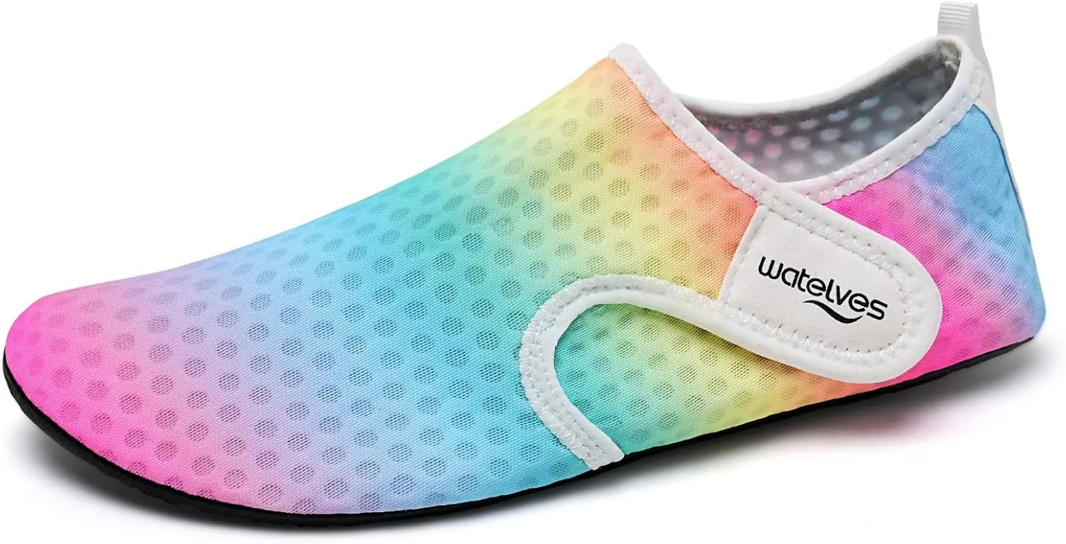 WateLves Water Shoes for Women Men Swim Beach Aqua Socks Quick Dry Barefoot House Slippers Travel Shoes with Adjustable Magic Tape for Pool Diving Boating Yoga Surf