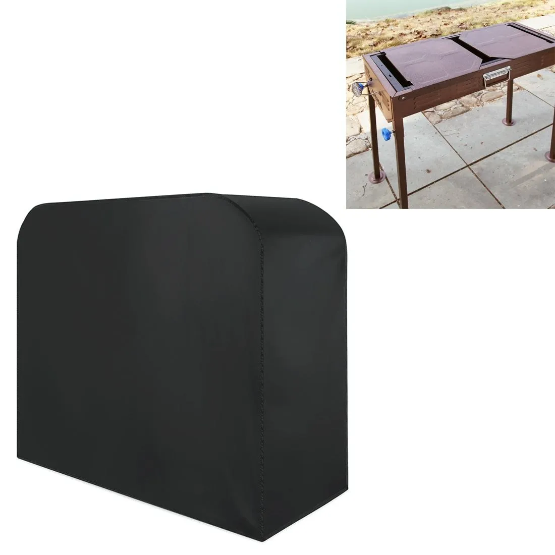 Waterproof 210D Oxford Cloth Bbq Grill Cover - Anti-Uv Dust-Proof Folding - Fits Gas Charcoal Electric - 145X61X117Cm - Black