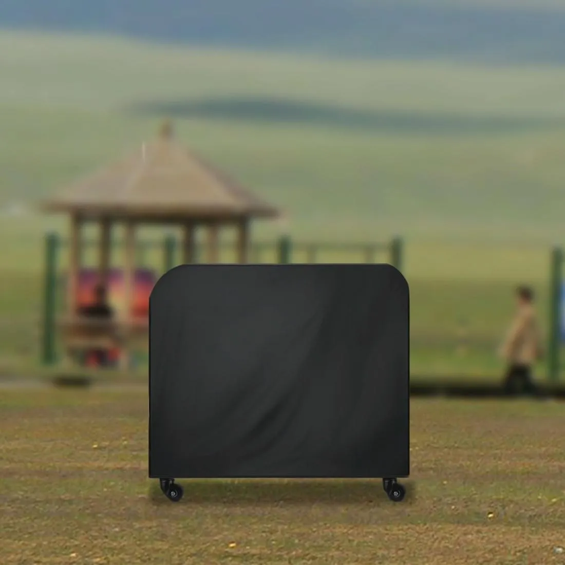 Waterproof 210D Oxford Cloth Bbq Grill Cover - Anti-Uv Dust-Proof Folding - Fits Gas Charcoal Electric - 145X61X117Cm - Black