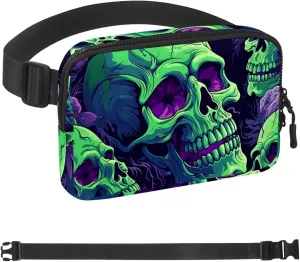 Waterproof Fanny Pack Black Belt Bag with Adjustable Strap for Women and Men,Skull a Crossbody Fanny Bag with Zipper for Hiking Running Travel