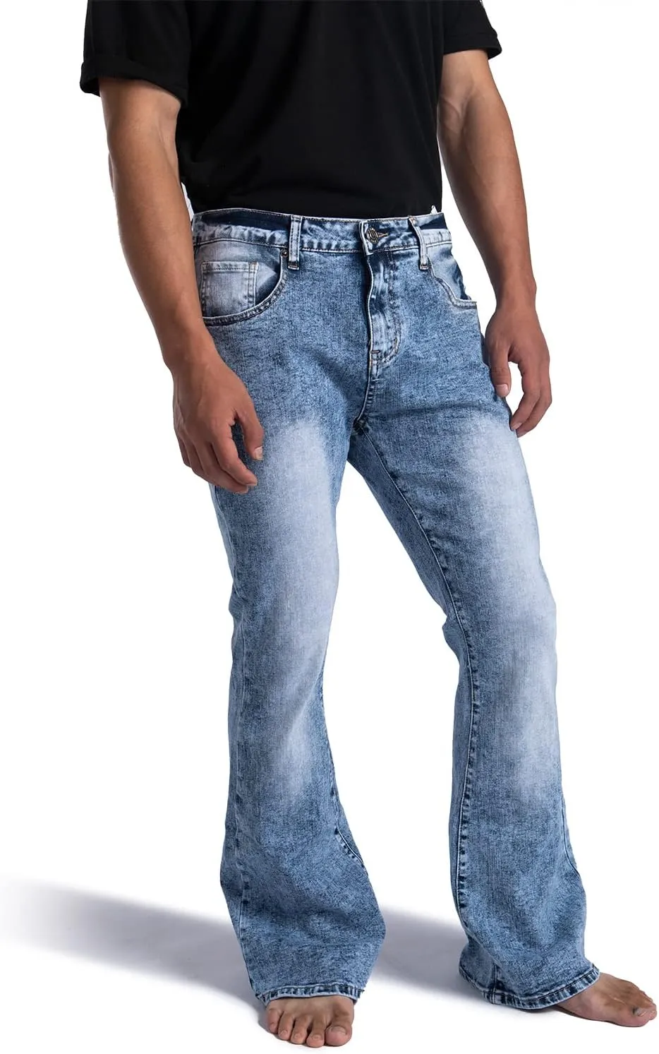 Wbestwind 70s Disco Pants for Men Relaxed Stretch 60s 70sBell Bottom Fit Comfort Flared Retro Leg Denim Vintage Jeans