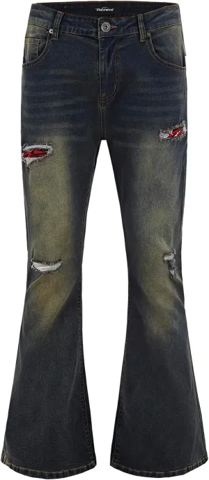 Wbestwind 70s Disco Pants for Men Relaxed Stretch 60s 70sBell Bottom Fit Comfort Flared Retro Leg Denim Vintage Jeans