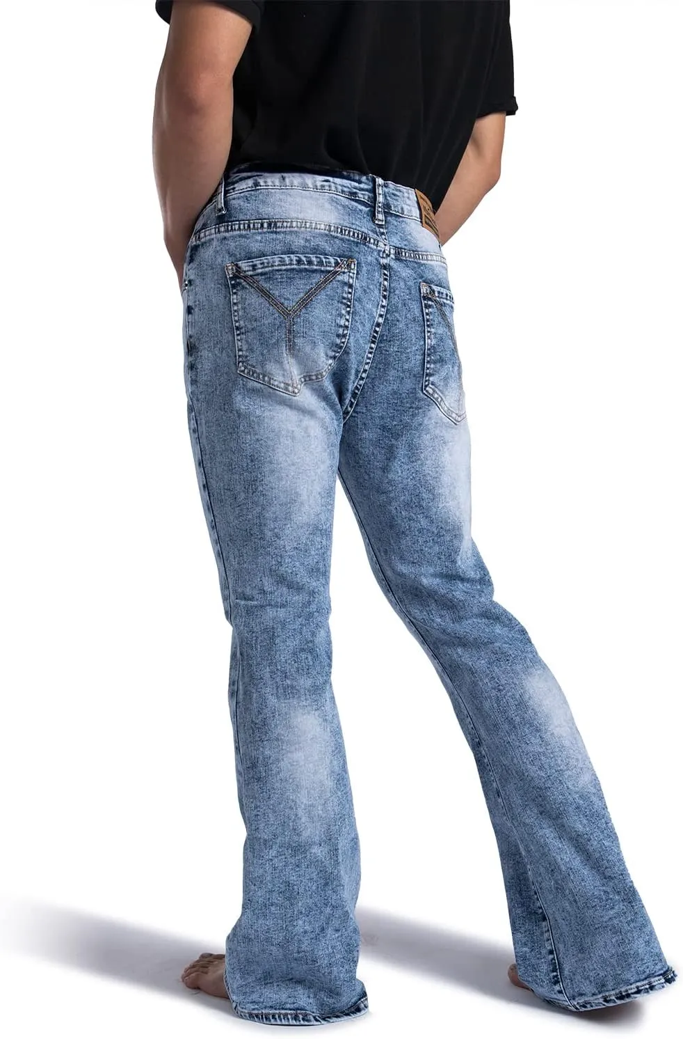 Wbestwind 70s Disco Pants for Men Relaxed Stretch 60s 70sBell Bottom Fit Comfort Flared Retro Leg Denim Vintage Jeans