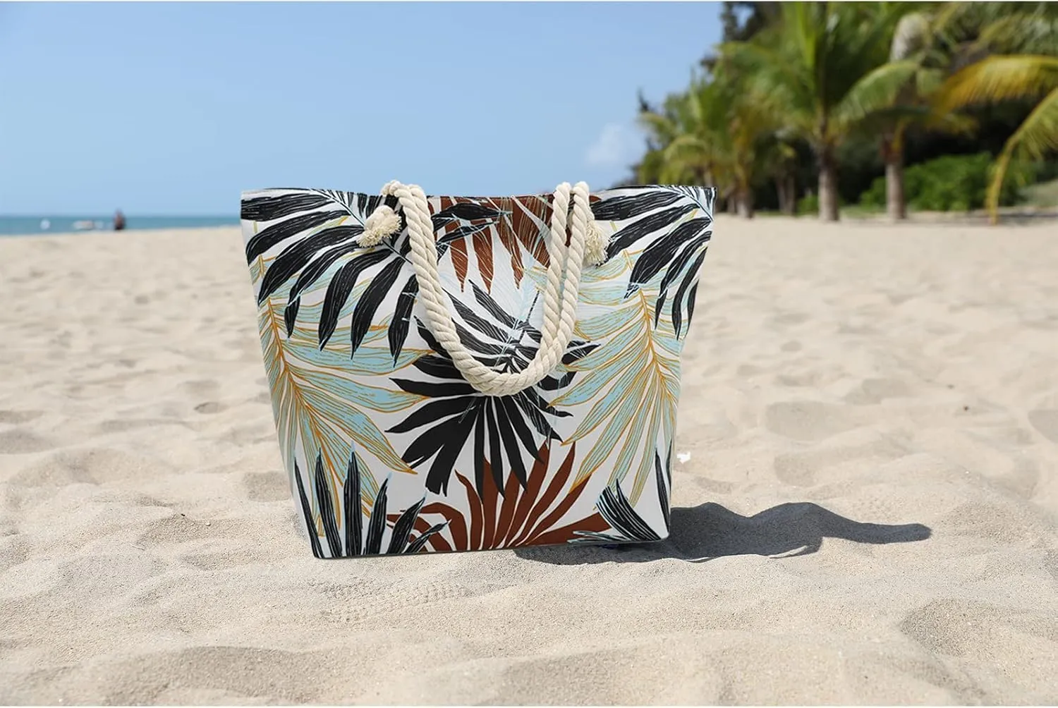 We We Large Beach Tote bag for Women Canvas Straw Tavel Tote Bag Waterproof Shoulder Bag Handbag for Gym Swim