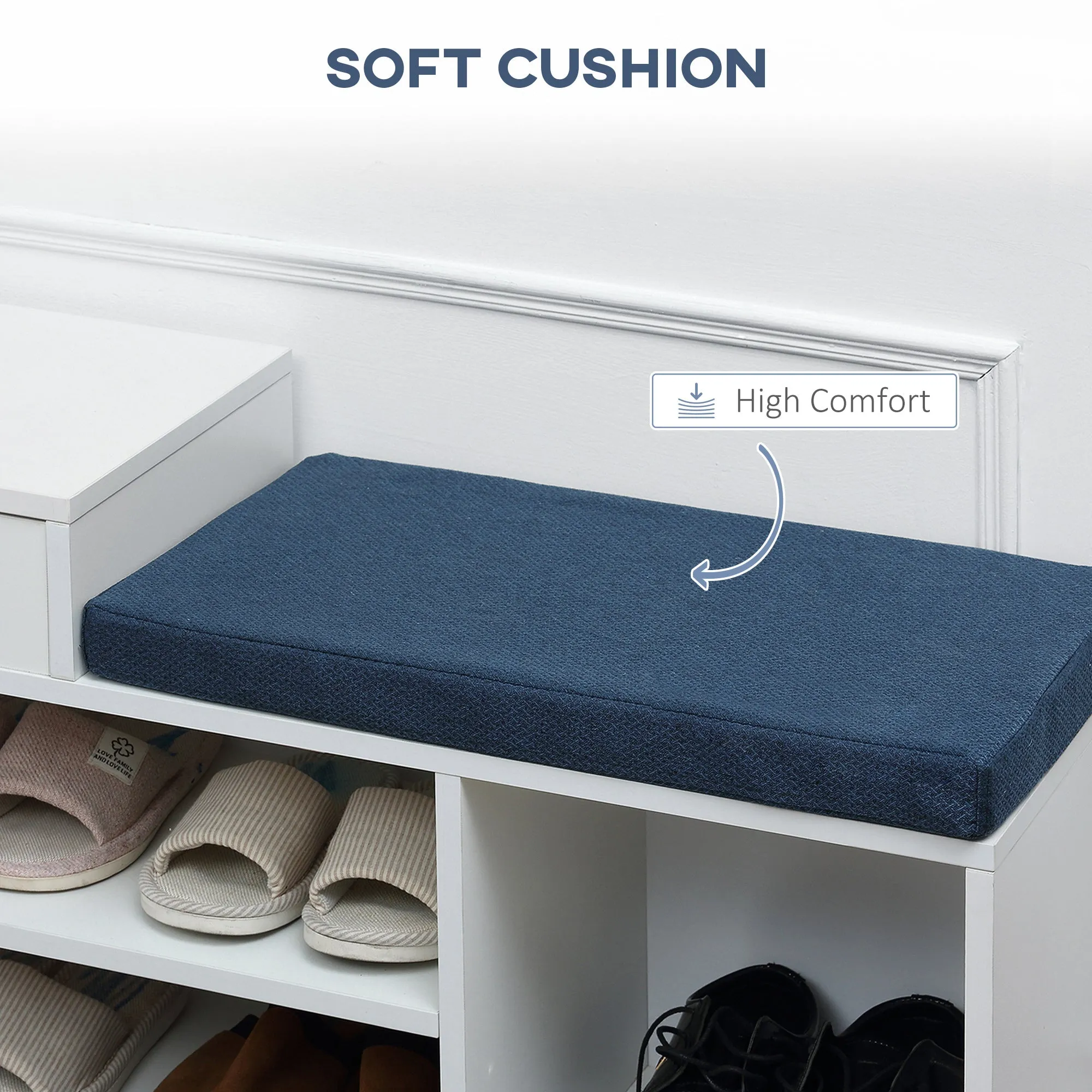 White Entryway Shoe Bench: Cushioned Seat with Storage Drawer & Open Shelving for Convenient Access