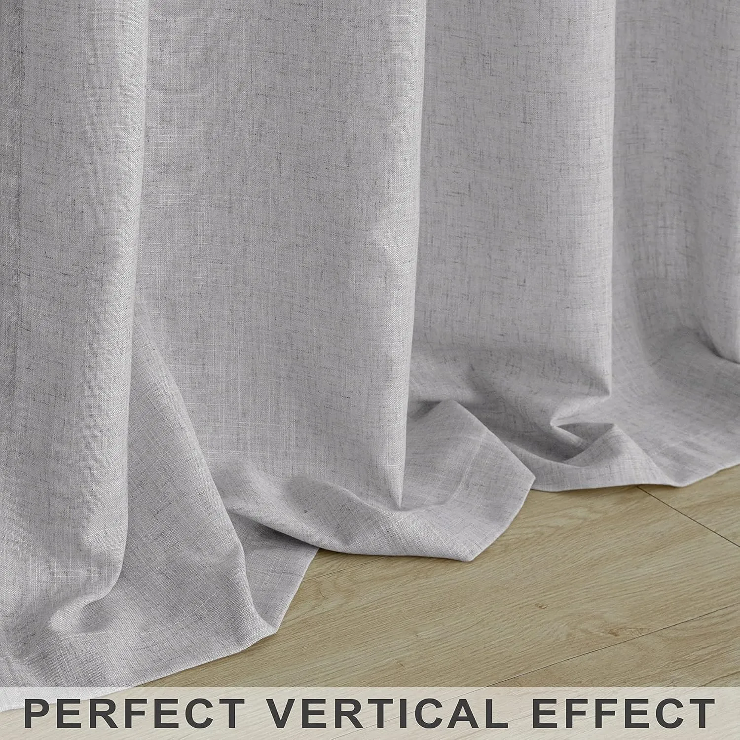 White Grey Living Room Curtains 84 Inch Length 2 Panel Set Rod Pocket Soft Cloth Cotton Look Linen Drape Light Filtering Semi Sheer Light Gray Curtain for Bedroom Farmhouse Mid Century 52x84 Long Dove