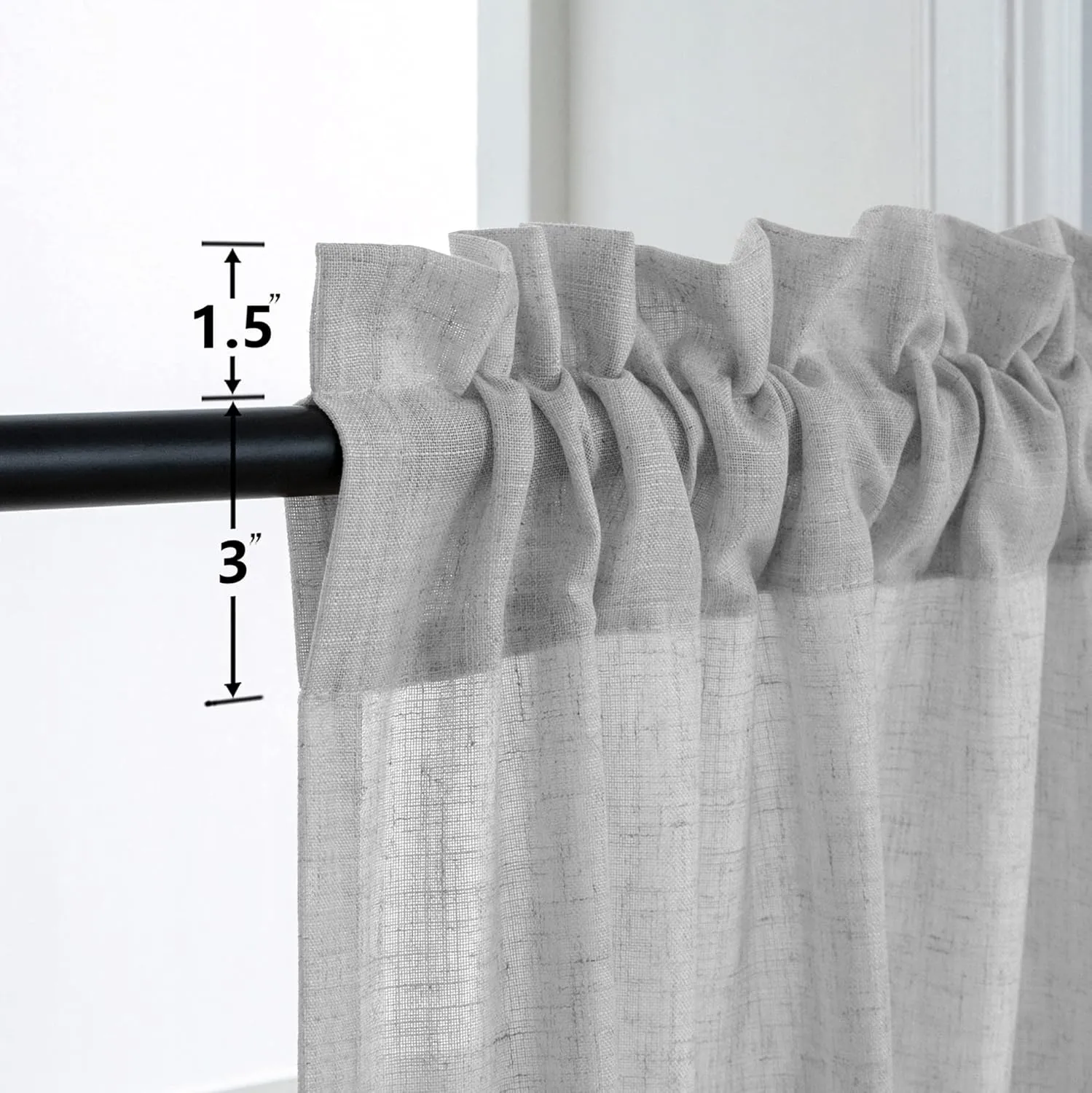 White Grey Living Room Curtains 84 Inch Length 2 Panel Set Rod Pocket Soft Cloth Cotton Look Linen Drape Light Filtering Semi Sheer Light Gray Curtain for Bedroom Farmhouse Mid Century 52x84 Long Dove