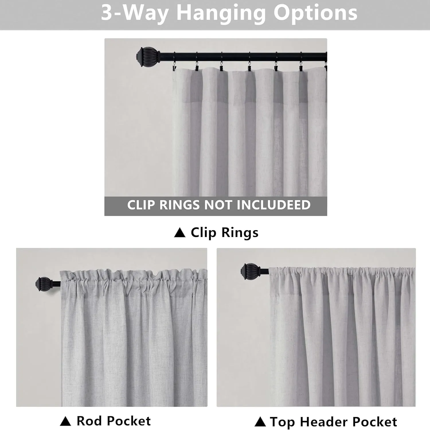 White Grey Living Room Curtains 84 Inch Length 2 Panel Set Rod Pocket Soft Cloth Cotton Look Linen Drape Light Filtering Semi Sheer Light Gray Curtain for Bedroom Farmhouse Mid Century 52x84 Long Dove