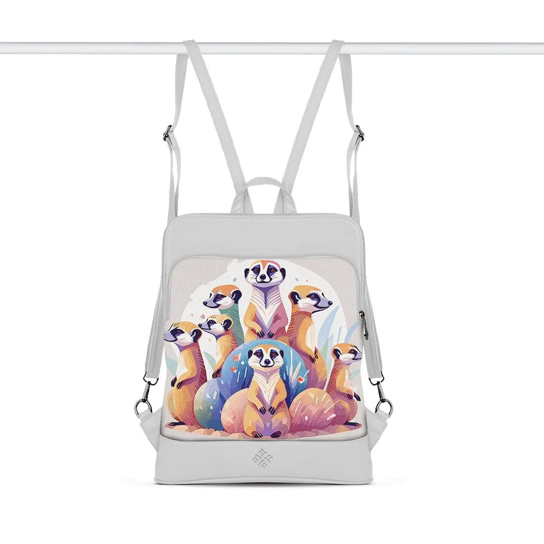 White Laptop Backpack Sloth Family