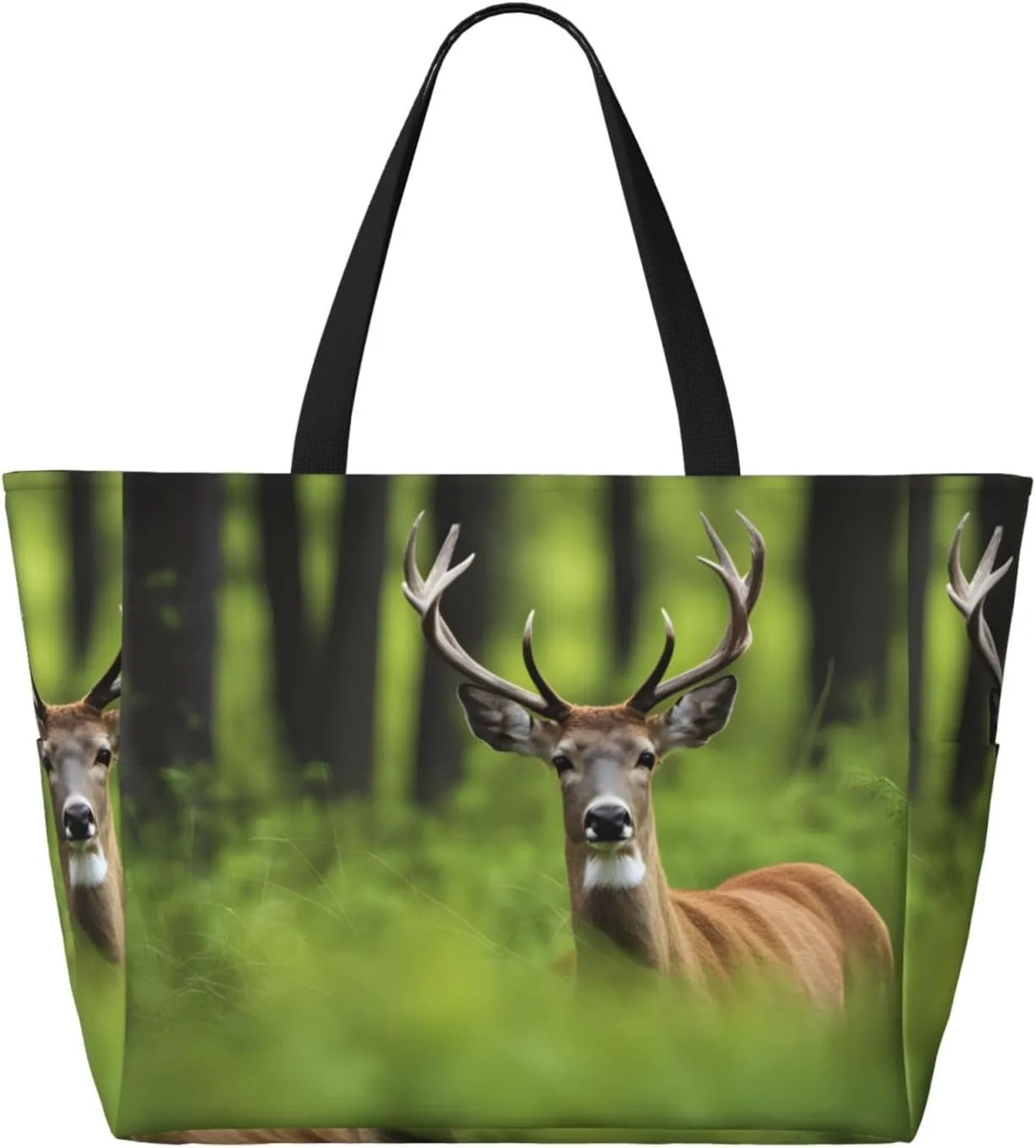 Wild Deer Beach Travel Bag - Foldable Spacious Large Capacity Beach Bag Tote Bag With Zipper