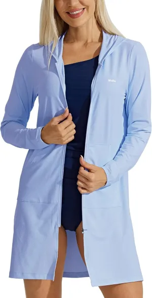 Willit UPF 50  Women's Swim Cover Up Sun Protection Beach Swimwear Bathing Suit Long Hoodie Jacket SPF