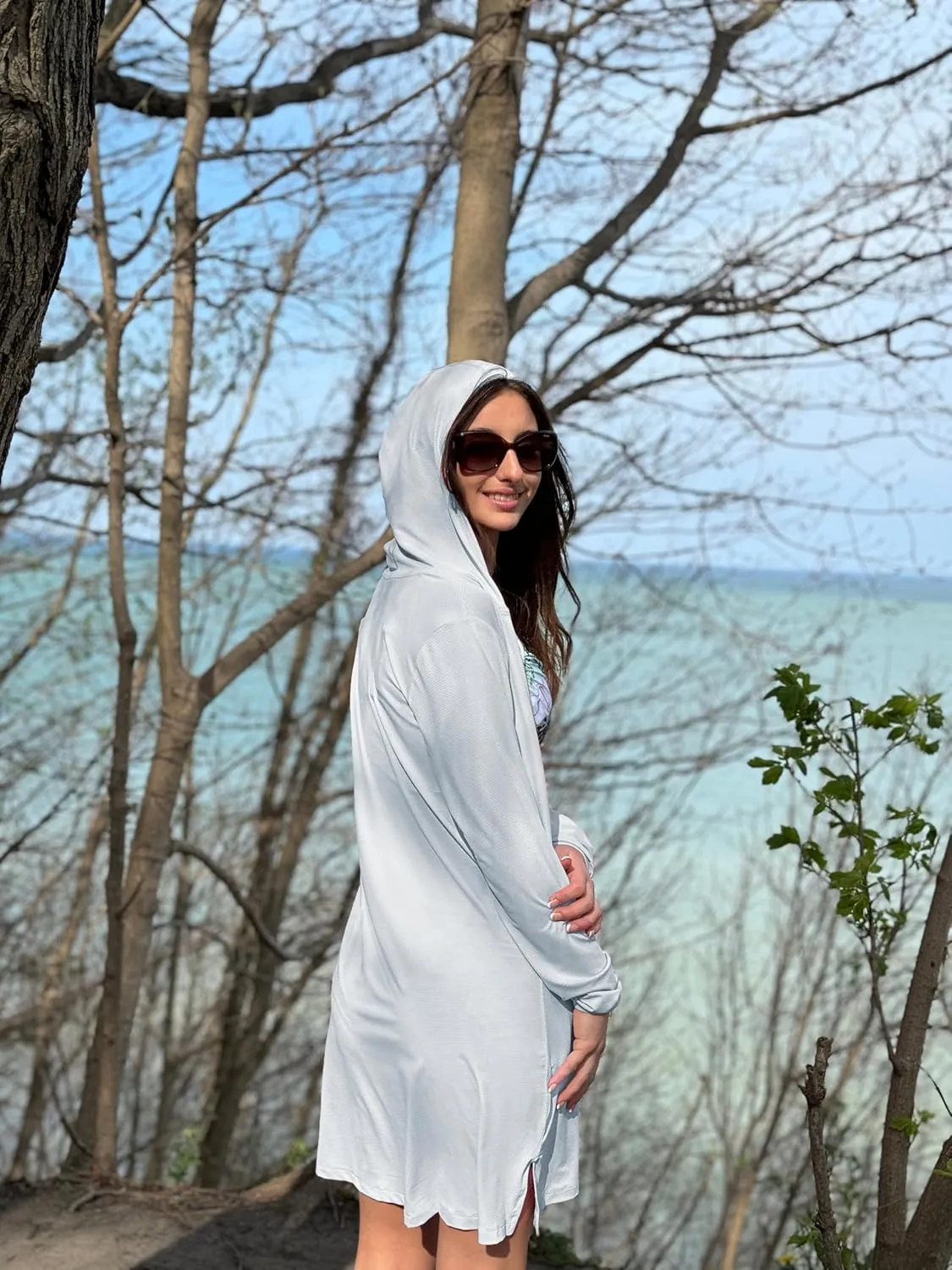 Willit UPF 50  Women's Swim Cover Up Sun Protection Beach Swimwear Bathing Suit Long Hoodie Jacket SPF