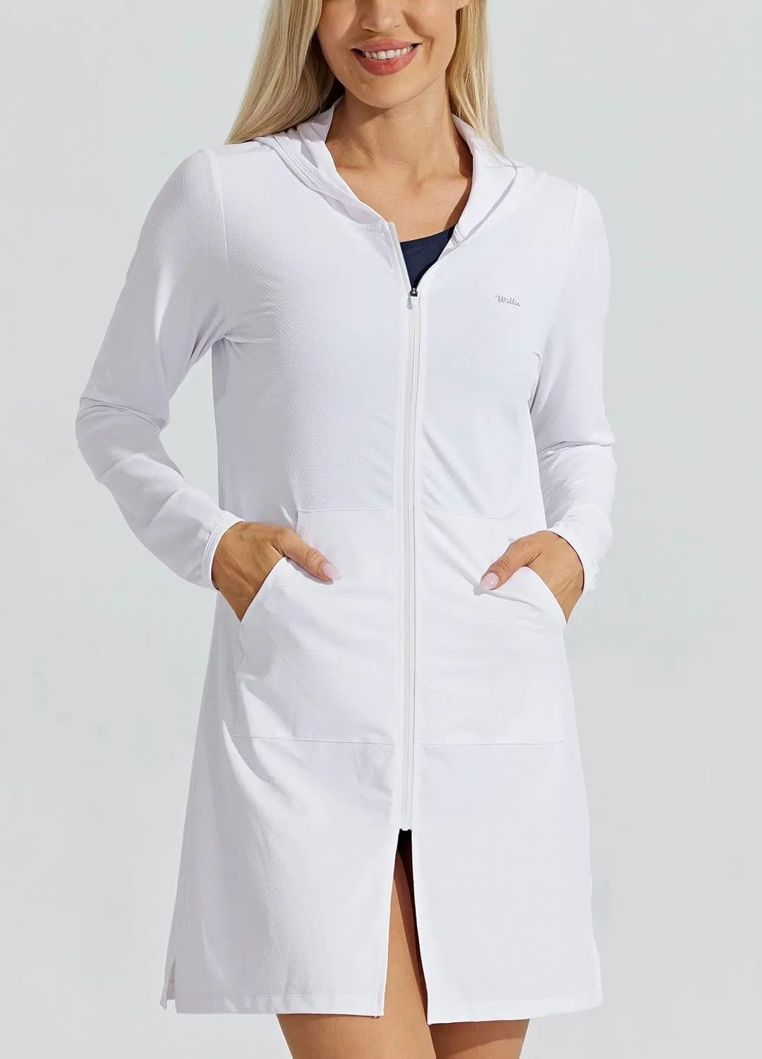 Willit UPF 50  Women's Swim Cover Up Sun Protection Beach Swimwear Bathing Suit Long Hoodie Jacket SPF