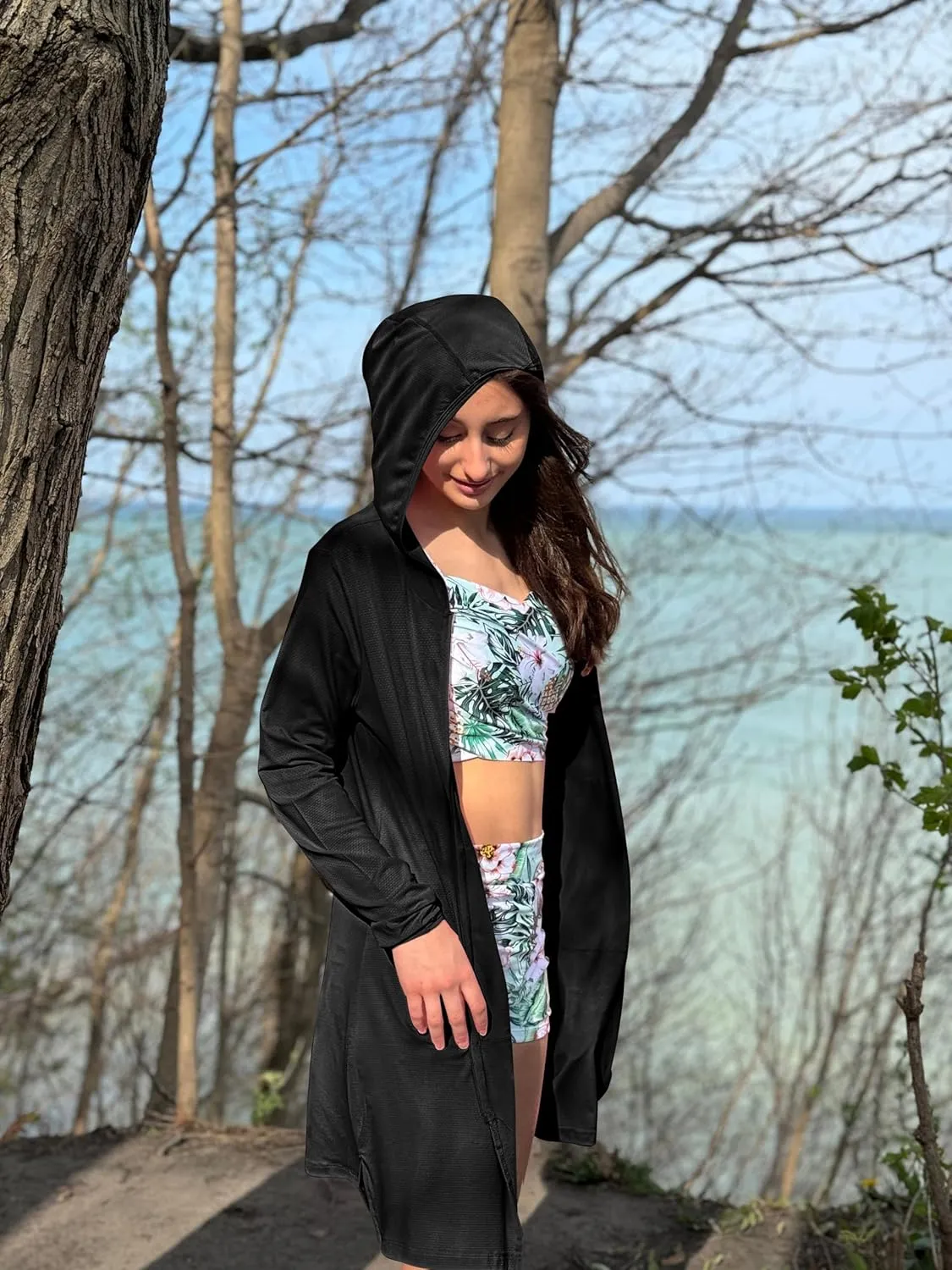 Willit UPF 50  Women's Swim Cover Up Sun Protection Beach Swimwear Bathing Suit Long Hoodie Jacket SPF