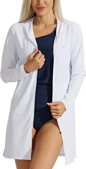 Willit UPF 50  Women's Swim Cover Up Sun Protection Beach Swimwear Bathing Suit Long Hoodie Jacket SPF