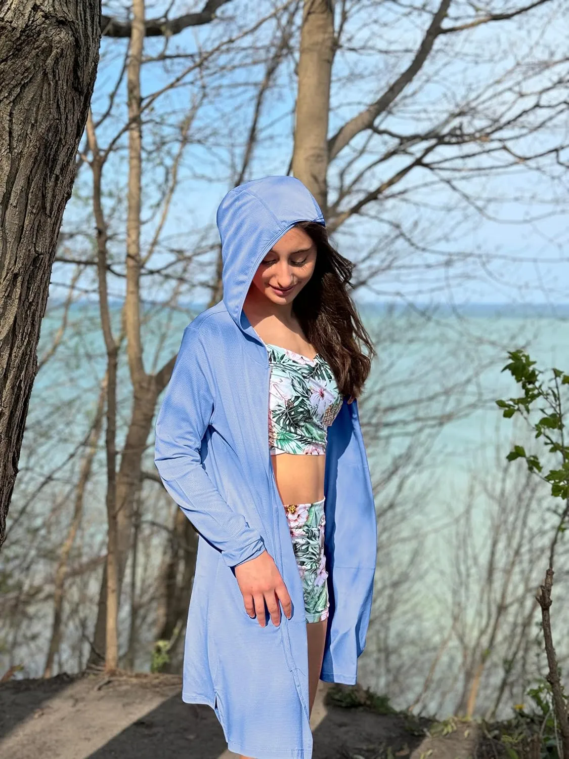 Willit UPF 50  Women's Swim Cover Up Sun Protection Beach Swimwear Bathing Suit Long Hoodie Jacket SPF
