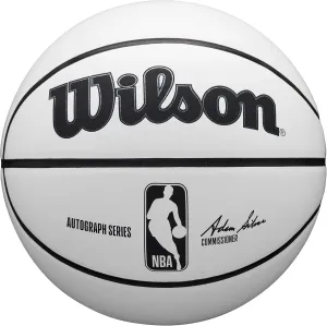 WILSON NBA Autograph Basketball - White/Brown, Size 7-29.5"