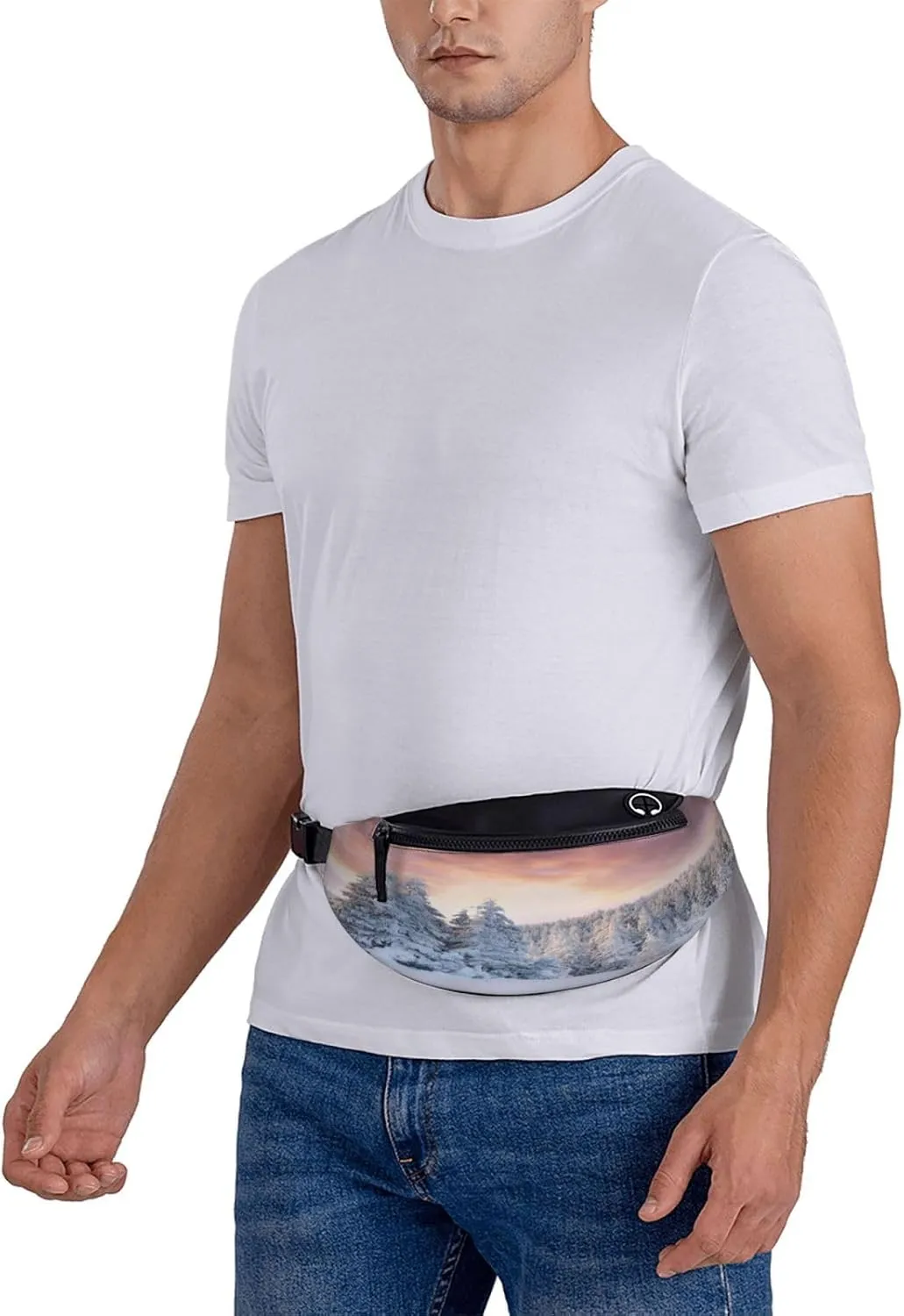 Winter Landscape Snowy Fields Frozen Fanny Pack, Crossbody Waist Packs for Women Men Waist Bags with Adjustable Strap for Travel Running Hiking Sport