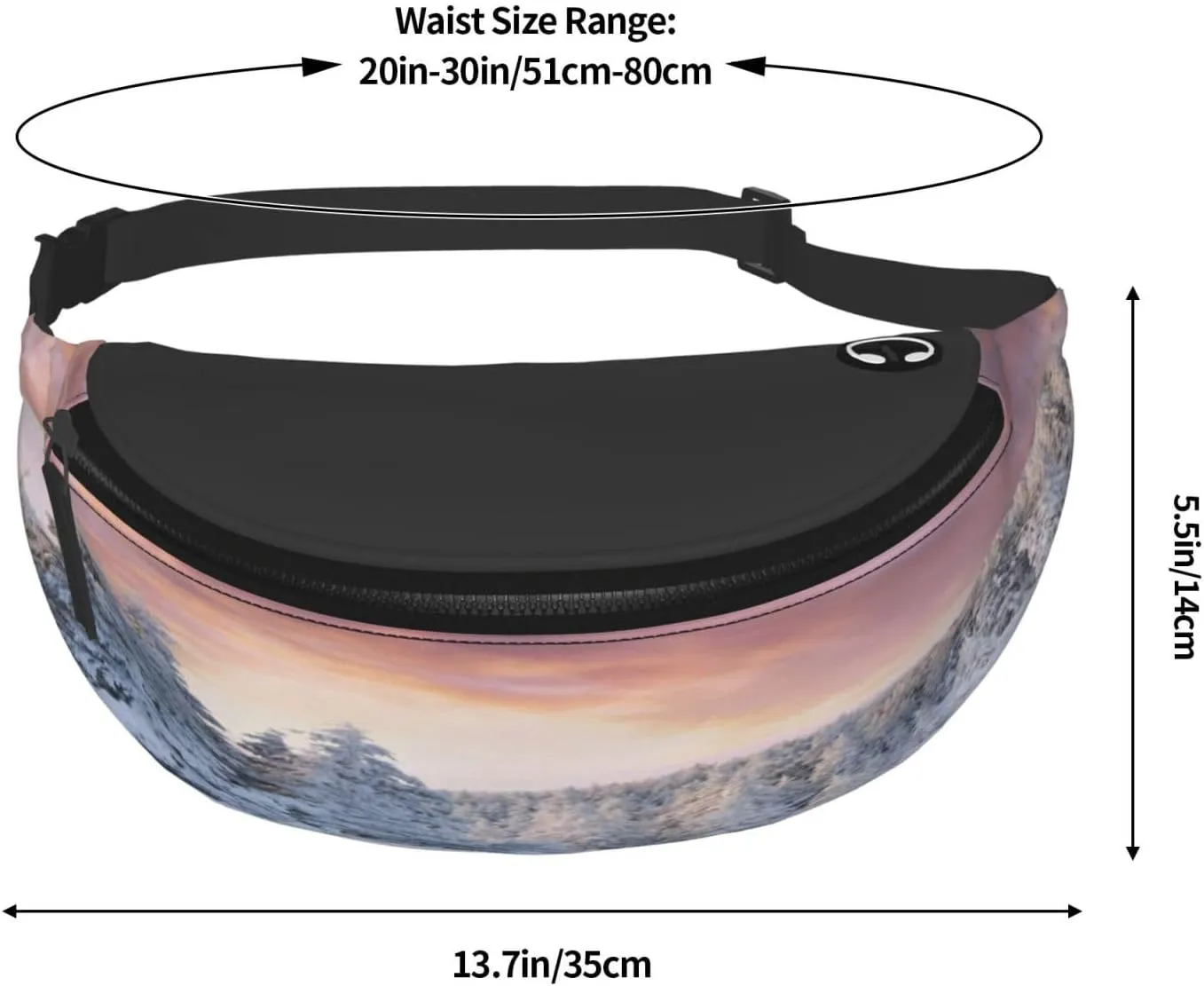 Winter Landscape Snowy Fields Frozen Fanny Pack, Crossbody Waist Packs for Women Men Waist Bags with Adjustable Strap for Travel Running Hiking Sport
