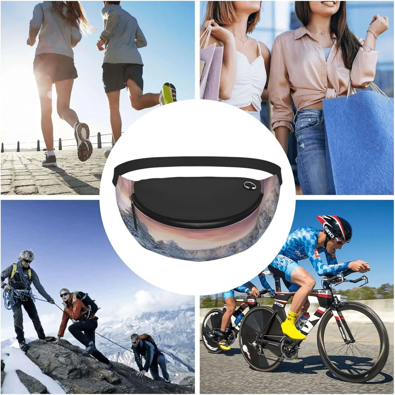 Winter Landscape Snowy Fields Frozen Fanny Pack, Crossbody Waist Packs for Women Men Waist Bags with Adjustable Strap for Travel Running Hiking Sport