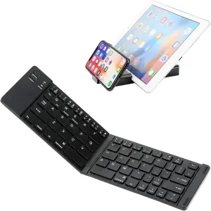 Wireless Bluetooth Keyboard Compatible with Sonim XP7 Built-in Phone Holder/Stand-Ultra Slim Folding Rechargeable Full Size Keyboard!
