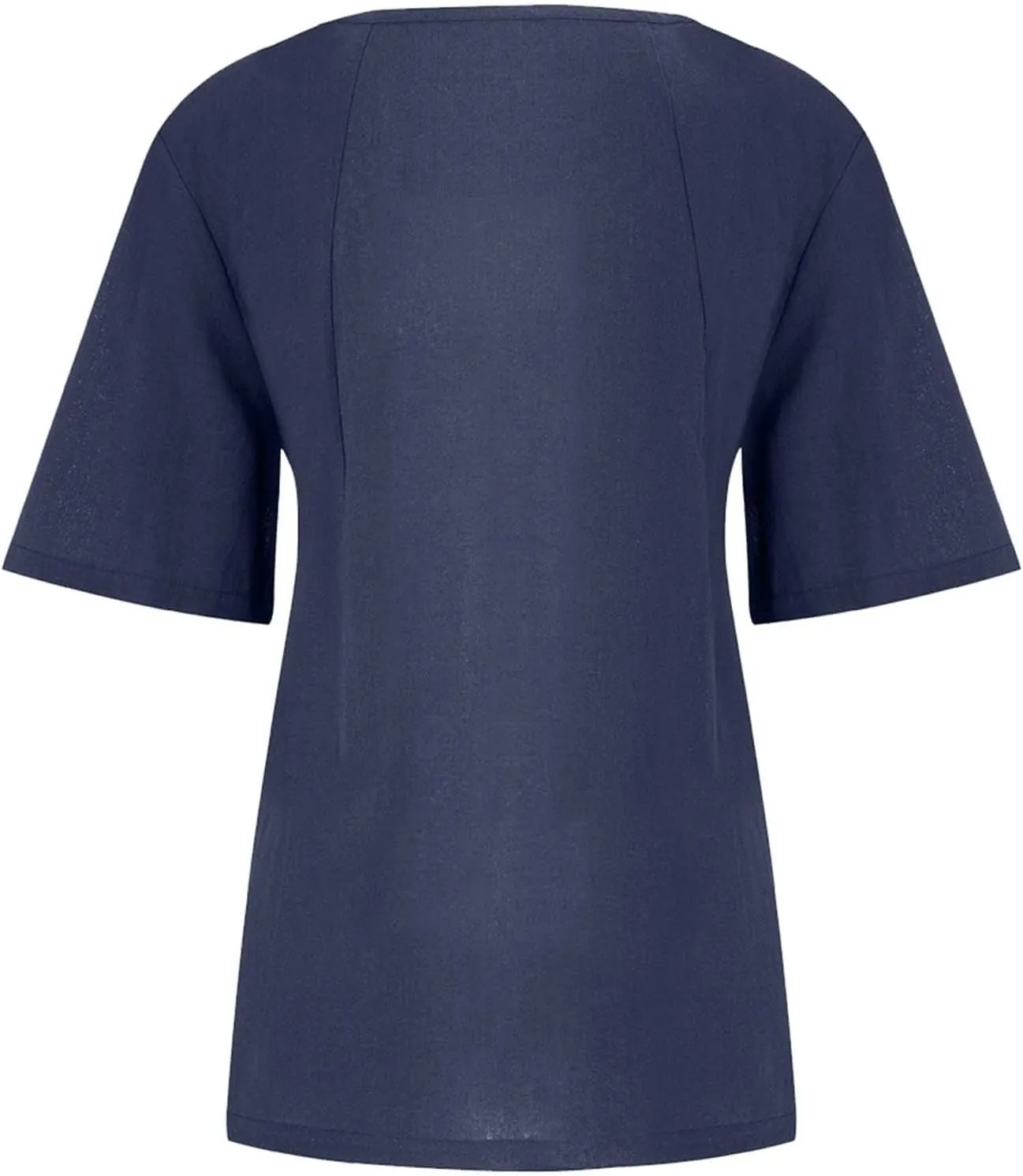 Women Cotton Linen Short Sleeve Shirts Summer Boho Floral Print Blouses Casual Button Loose Tunic Tops