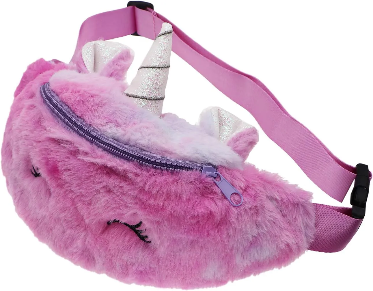 Women Girls Kids Fluffy Fuzzy Unicorn Fanny Pack Tie Dye Rainbow Waist Pack Crossbody Purse Chest Bum Belt Bag