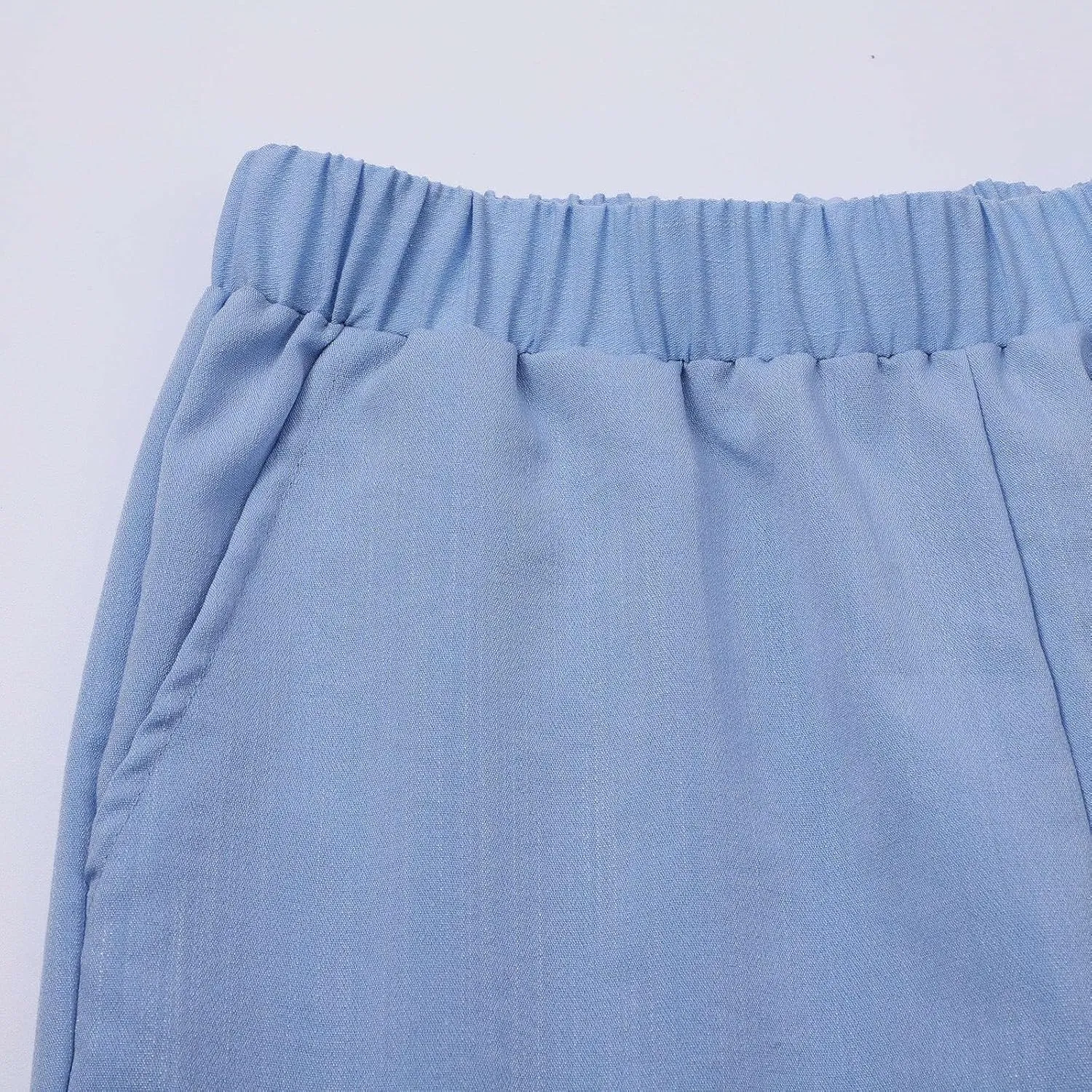 Women Linen Pants Summer and Linen Buttoned Cropped Pants with Elastic Waist for Women's Womens Linen Pants Straight Leg