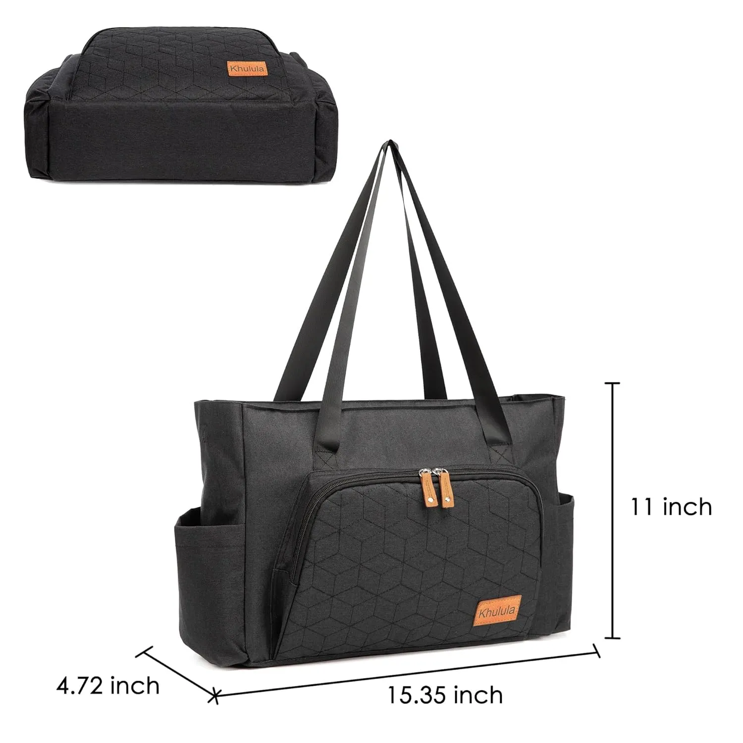 Women Solid Diaper Bags Totes with Shoulder Strap Large Capacity Compartments, Changing Pad for Mommy Traveling Hospital Duffle Totes Black